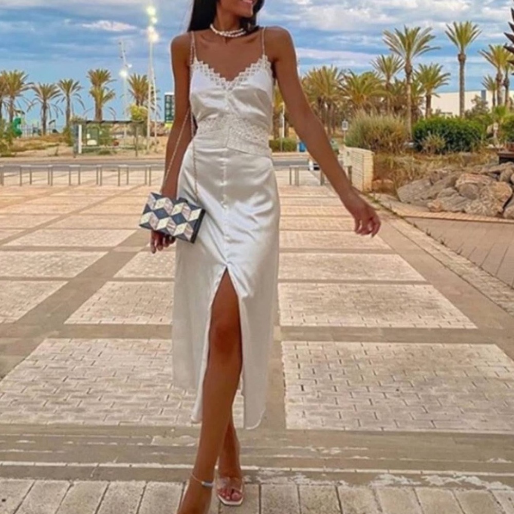 Zara White Silk Dress